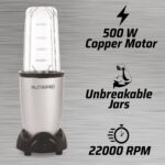 NutriPro Juicer Mixer Grinder - Smoothie Maker - 500 Watts (2 Jars & 1 Blade, Silver) - 2 Year Warranty - Image 3