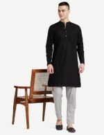 Symbol Men's 100% Cotton Solid Long Length Casual Kurta sets - Image 2