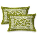 SheetKart Cotton Traditional Strips Jaipuri Printed Bedsheet for Double Bed King Size with 2 Pillow Covers - Light Green - Image 3