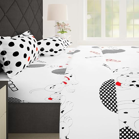 Story@Home Bedsheet for Double size bed | 186 TC | White & Black | Abstract | Cotton bedsheet for Double size bed with 2 Pillow covers (225 x 250 cm) Perfect for Home Decor & gifting | Cotton bedsheet